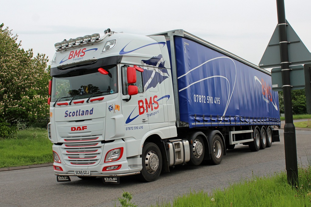 BMS Transport DAF truck on the motorway β reliable haulage across Scotland and England